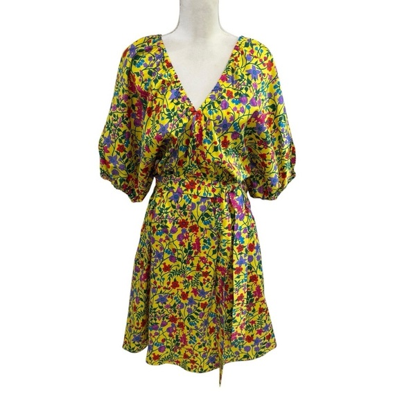 Max Mara Weekend Curvone Cotton Yellow Floral V-Neck Belted Flare Dress NWT $485 - Picture 16 of 16